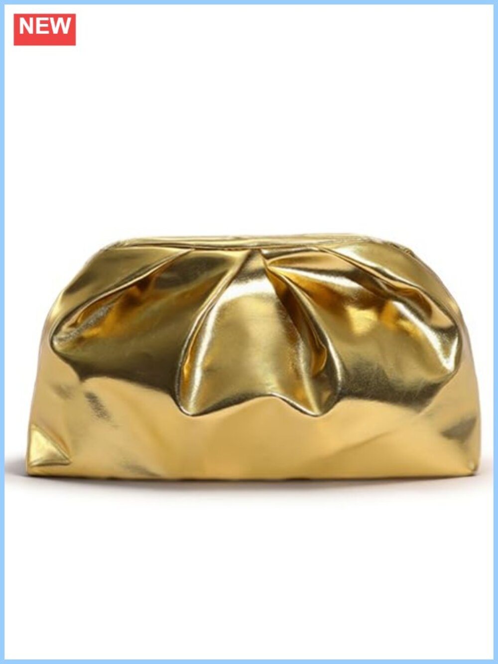 Glossy PU Dumpling Clutch Ruched Evening Bag Formal Wedding Handbag